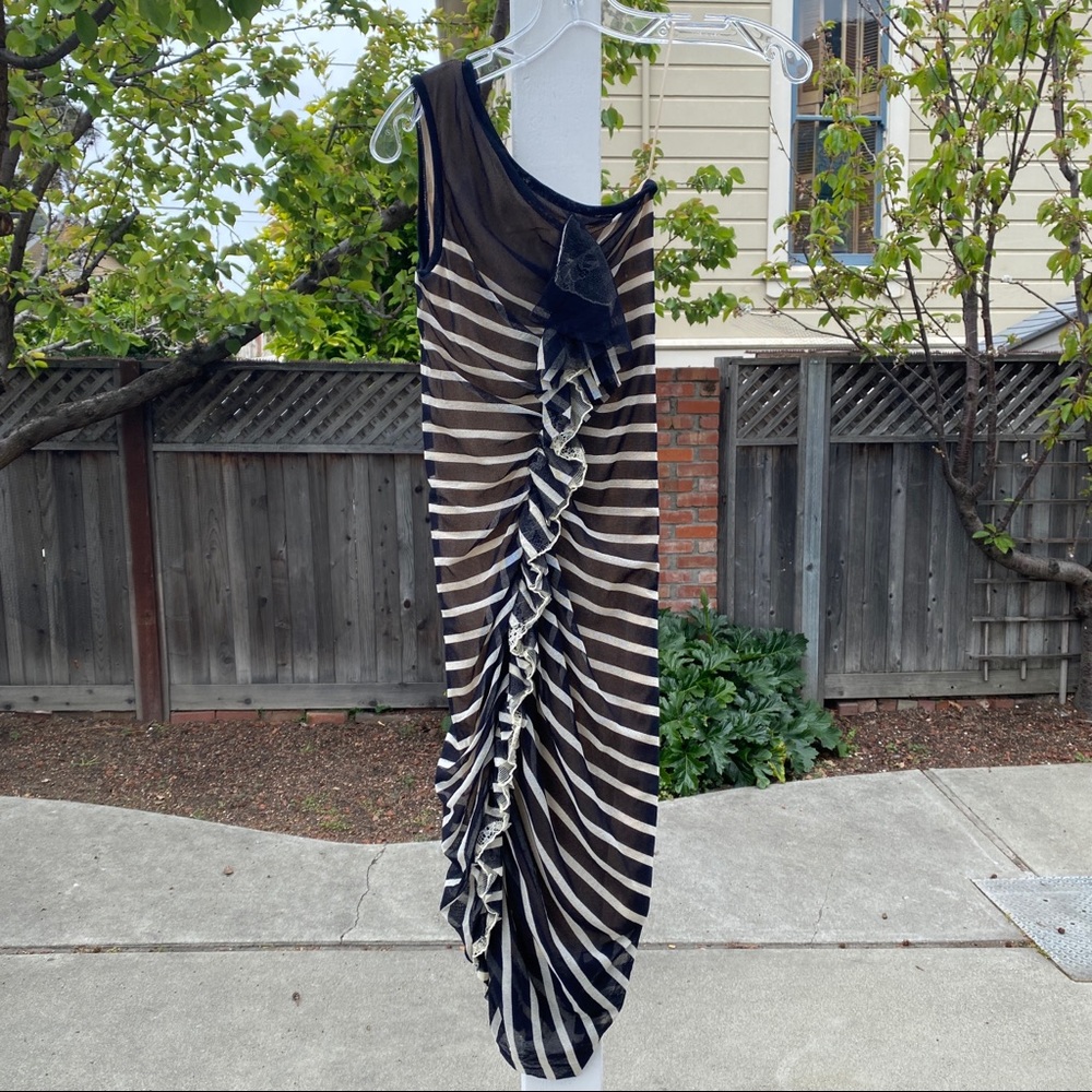 Vintage Jean Paul Gaultier Striped One Shoulder Dress Size XS